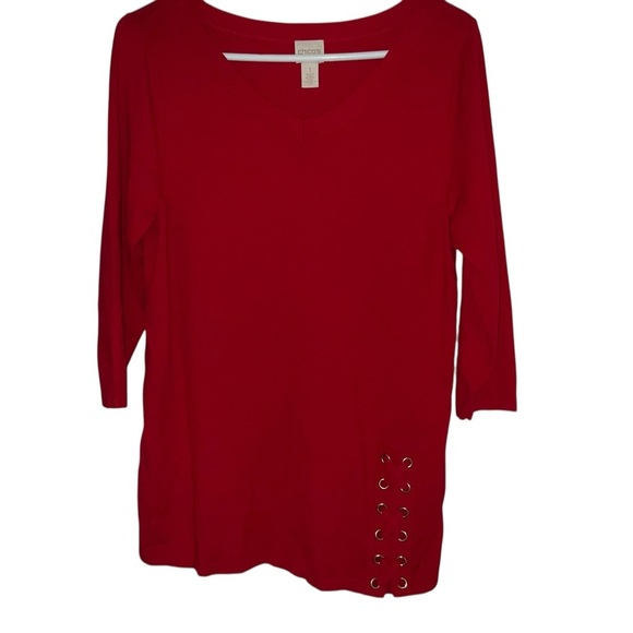 Chico's Tops - 🔥 Chico’s Red Tunic Top with Grommet Detail – Size 1 (M/8-10)